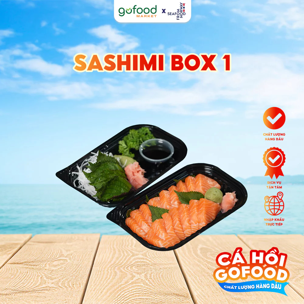 [Laifarm] GOFOOD - Sashimi Box 1 Gồm Cá Hồi Nauy Tươi, Béo Ngậy - Gofood Market