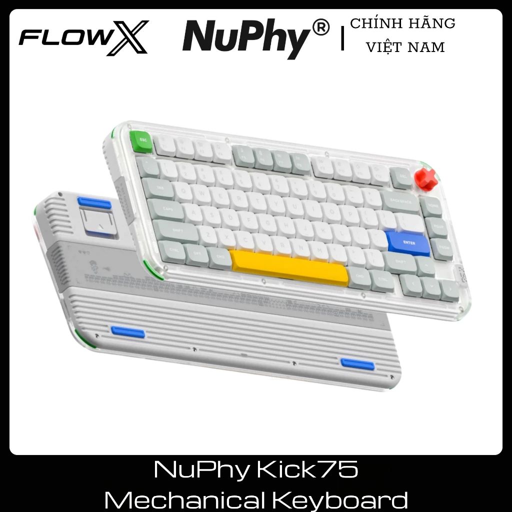 Bàn phím cơ không dây NuPhy Kick75 RGB Hotswap Hybrid High Low