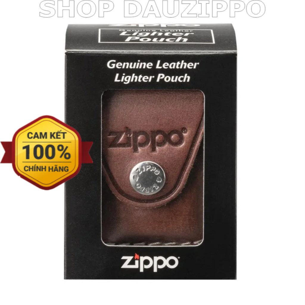 [Hàng xịn sản xuất tại Mỹ] Bao da đựng Zip dập chữ ZIPPO màu NÂU - Chính hãng Zippo