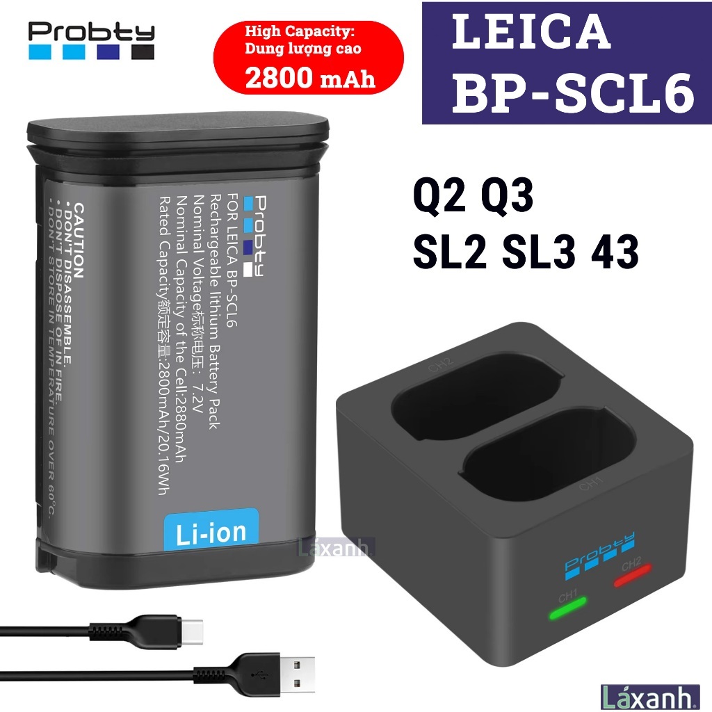 Leica BP-SCL4 BP-SCL6 2800mAh | Pin và sạc máy ảnh Probty cho Leica BP SCL4 SCL6 cho Q2 Q3 SL2 SL3 43