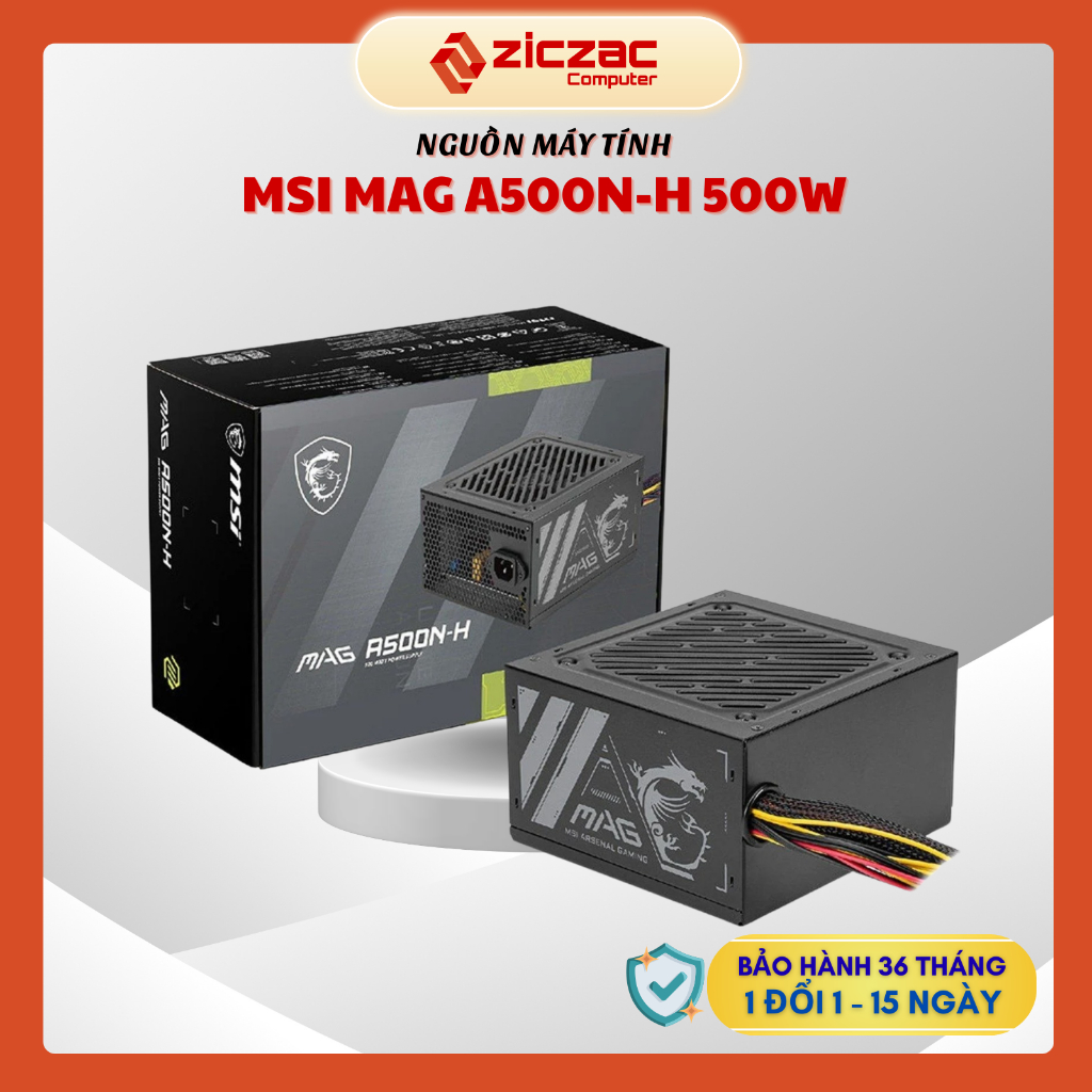 Nguồn máy tính MSI MAG A500N-H 500W Active PFC - Chính hãng