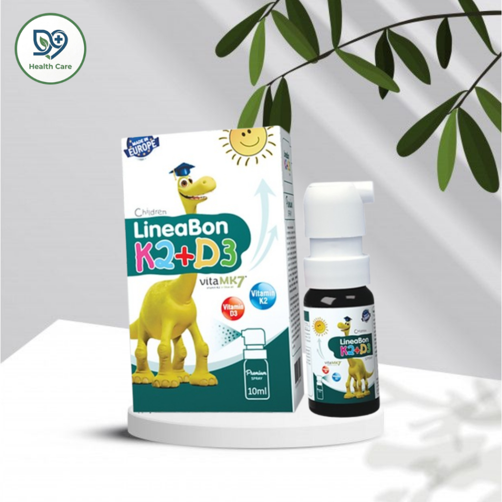 Vitamin D3 K2 LineaBon 10ml Màu Xanh Dạng Xịt – Bổ Sung Vitamin D3, K2 Cho Trẻ Em