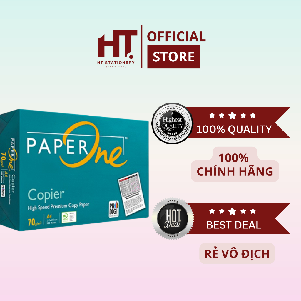 [HT STATION x PAPER ONE] Giấy in A4 500 tờ Paper One 70gsm chất lượng cao