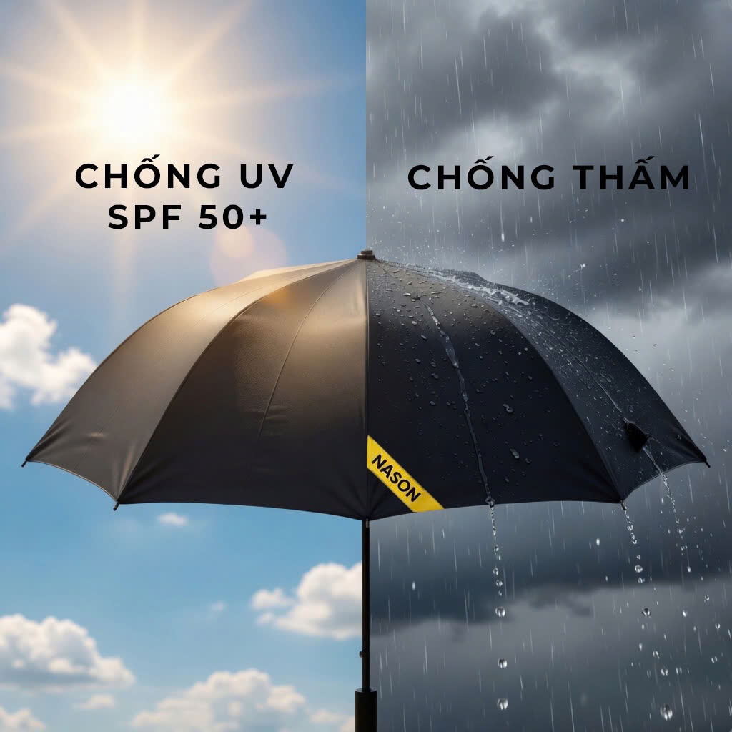 Ô dù che mưa, che nắng tự động cao cấp Nason Smoothy, đóng mở siêu nhẹ trên 1000 lần, ngăn 99% UV