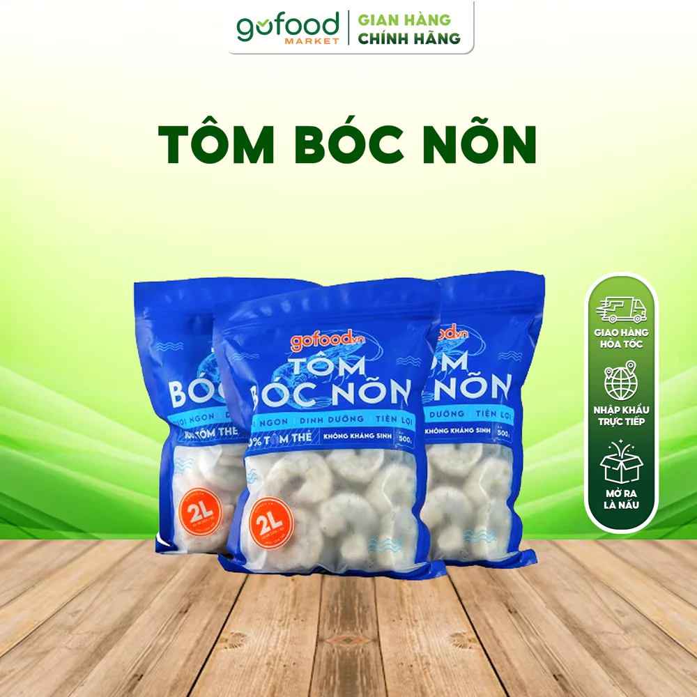 [LaiFarm] [Hỏa Tốc HN] Tôm Thẻ Bóc Nõn Gofood Gói 500gr 100% Tôm Nõn Chuyên Hấp, Rang, Canh Rau Củ,.