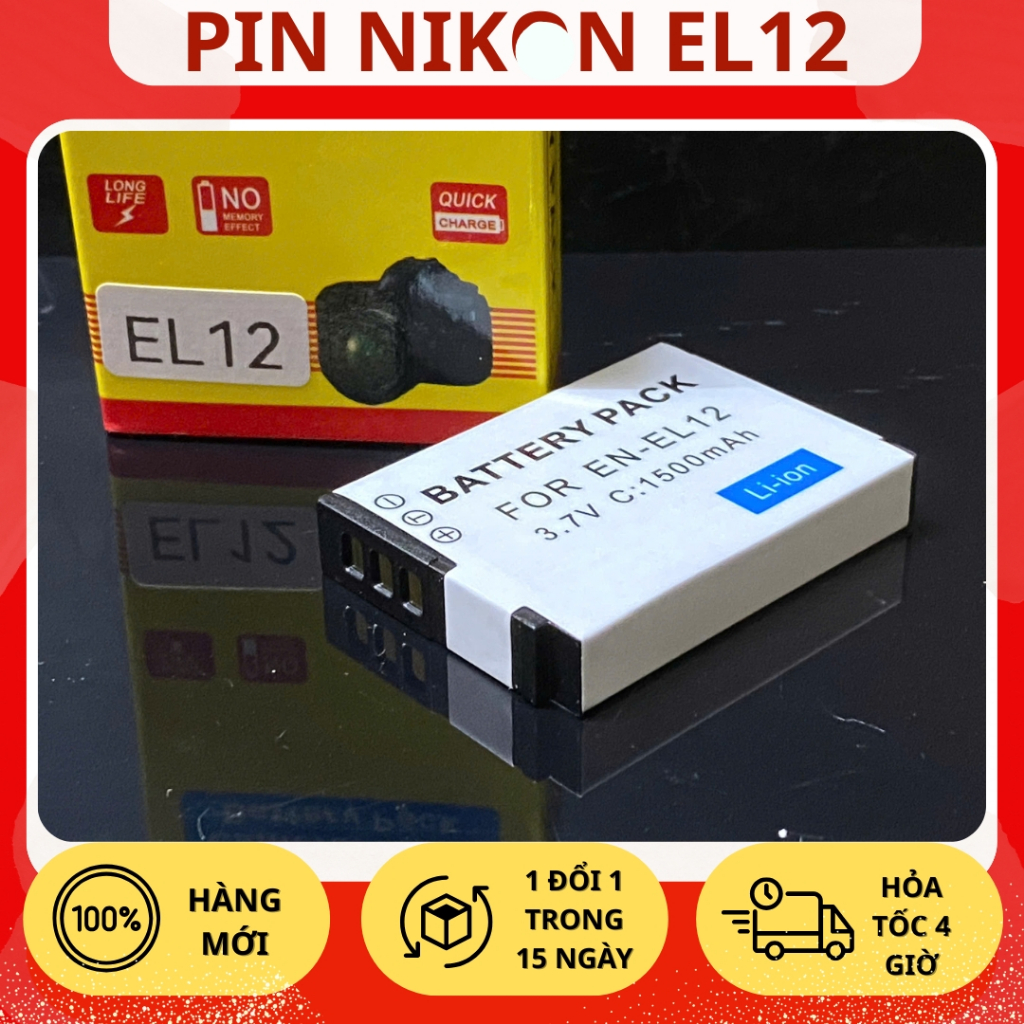 Pin Thay Thế Nikon EL12 cho Coolpix S6000, S610/S620/S630/S640, S70/S710, S8000/S8100, S9100/S9200/S