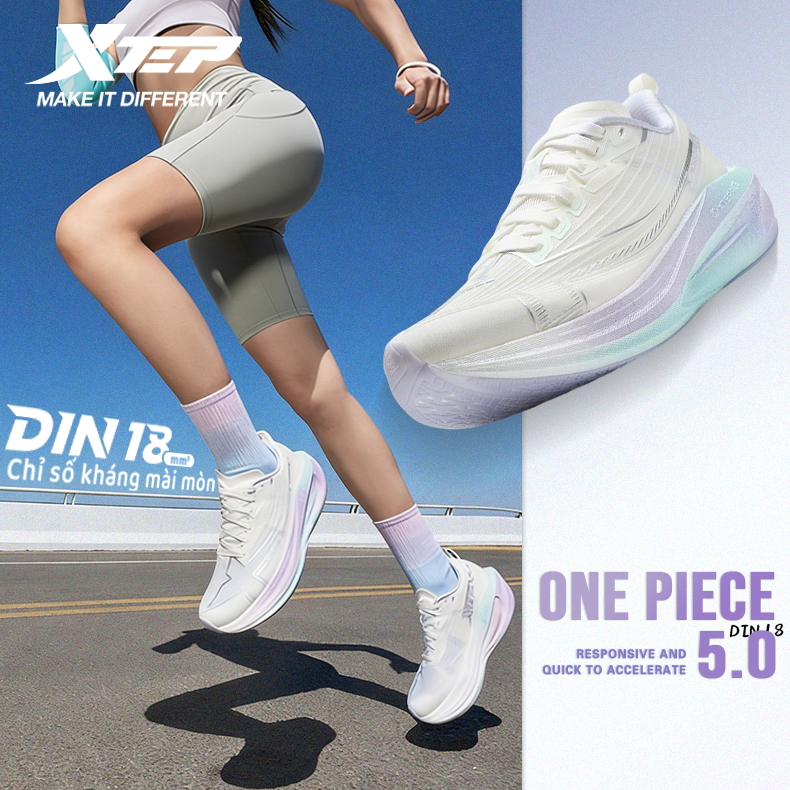 XTEP One Piece 5.0 Giày chạy nữ+ Thiết kế giả năm ngón +Công nghệ ACE cải thiện tốc độ, đế ngoài mar