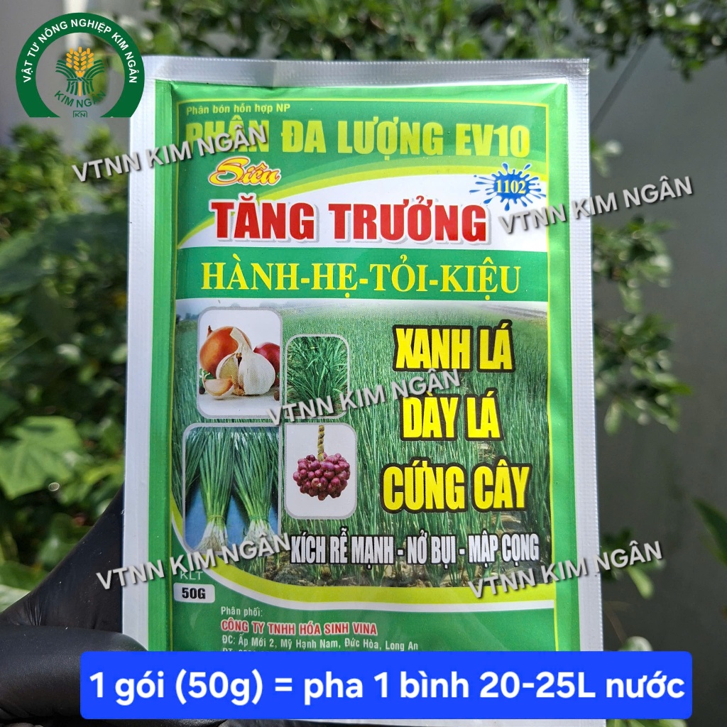 (Gói 50g) Phân bón đa lượng EV10: tăng trưởng hành lá, củ hành tím, tăng trưởng lá hẹ- TỎI - CỦ KIỆU