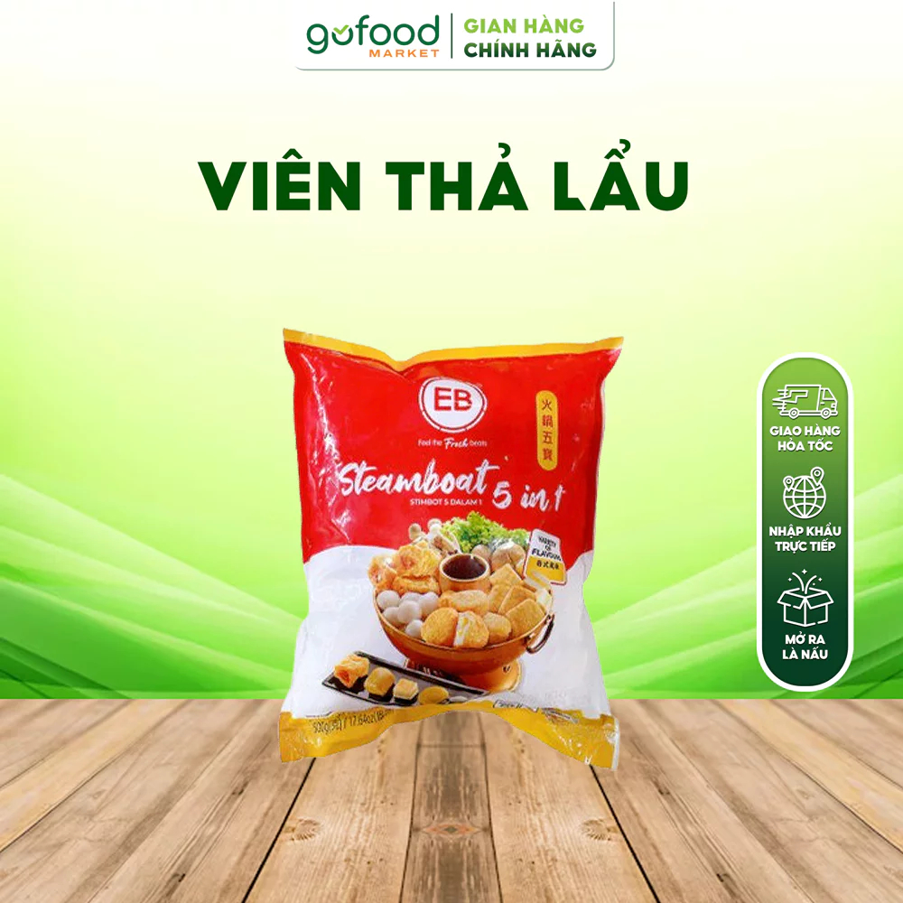 [Laifarm] GOFOOD - Viên Thả Lẩu Thập Cẩm 5 Trong 1 EB Malaysia Gói 500gr - Gofood Market