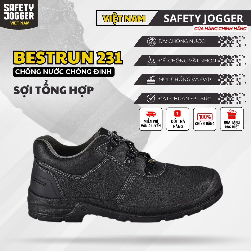 [SAFETY JOGGER] Giày Bảo Hộ Safety Jogger Bestrun231 Chống Thấm, Chống Dập Ngón, Chống Trơn Trượt