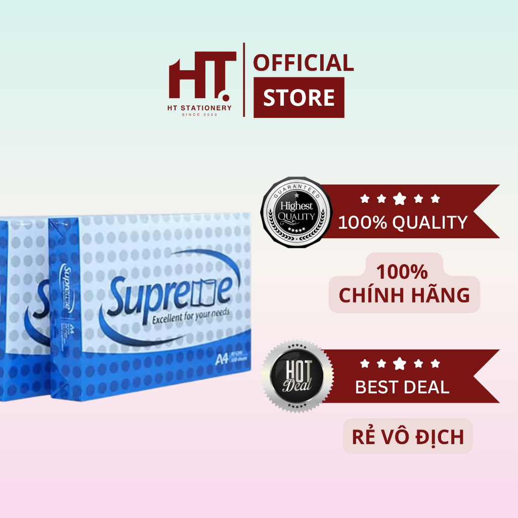 [HT STATION x SUPREME] Giấy in A4 500 tờ Supreme 80gsm chất lượng cao