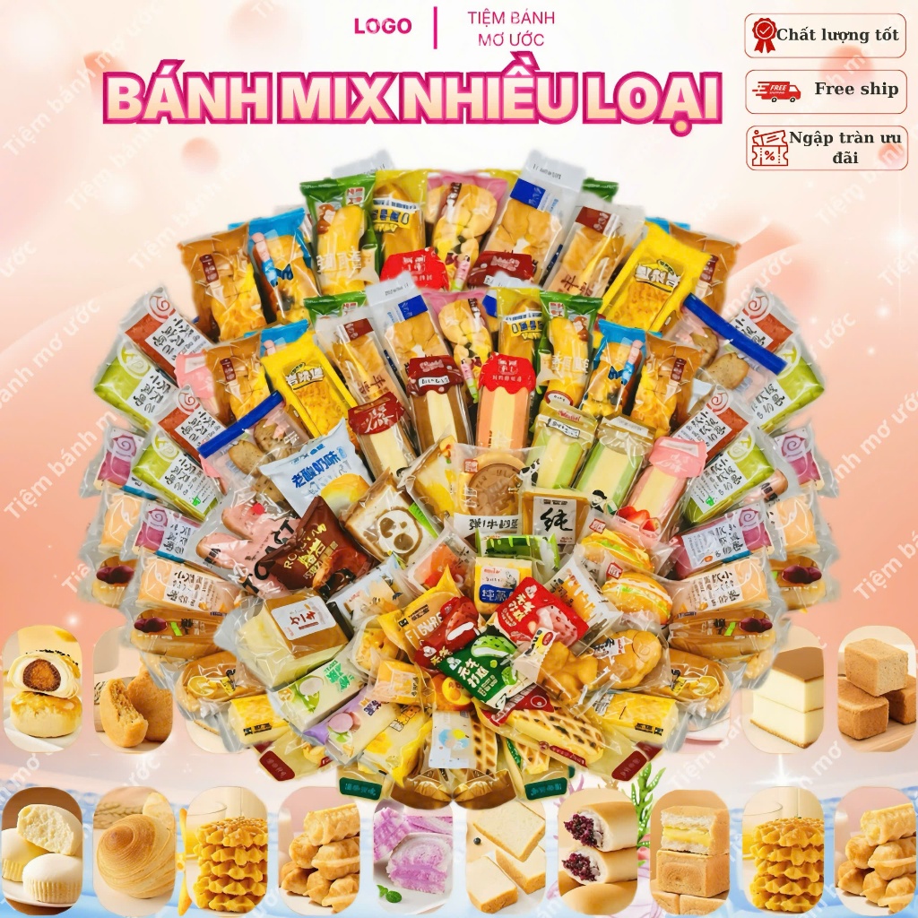 Bánh Mix Thùng 3,3kgĐầy Đủ Vị Mặn Ngọt vị ngon khó cưỡng , ăn là mê,ăn là ghiền