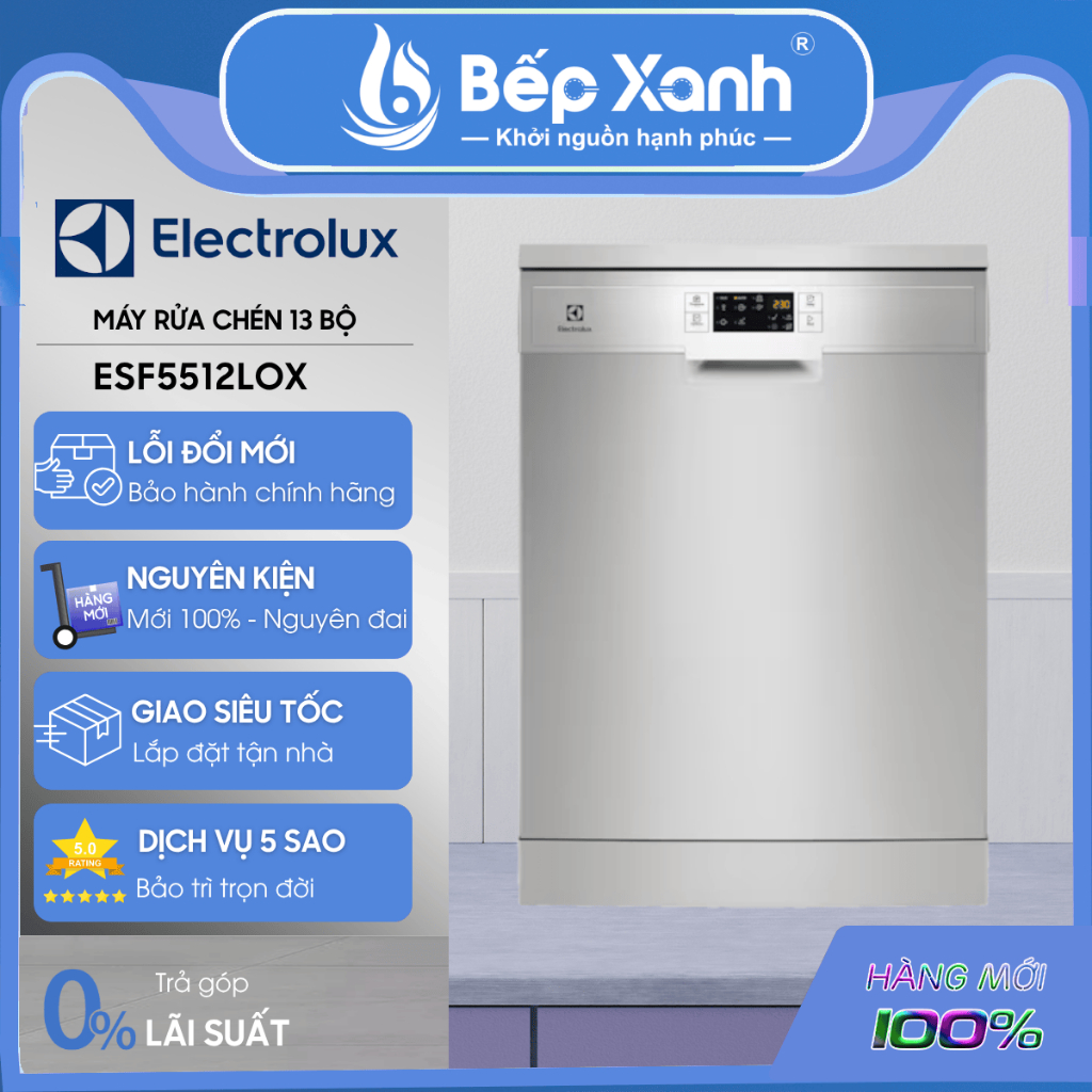 [HÀNG TRƯNG BÀY] Máy Rửa Chén Độc Lập Electrolux ESF5512LOX - 13 Bộ - Hàng chính hãng