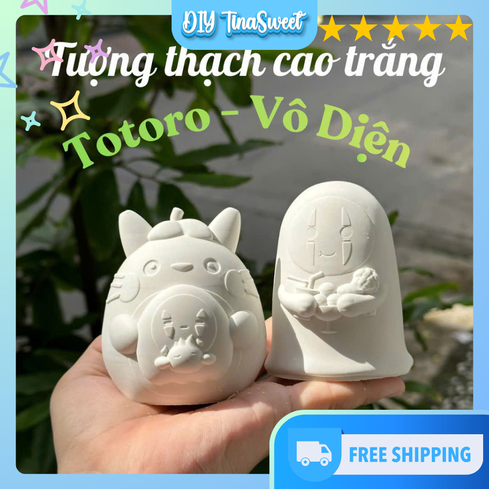 Tượng thạch cao trắng Totoro - Vô diện không kèm màu