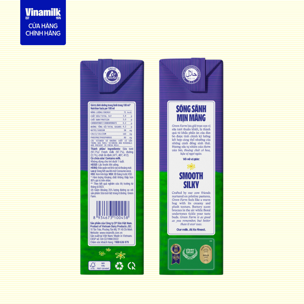 [AFF] Thùng 48 Hộp Sữa Tươi Tiệt Trùng Vinamilk Green Farm Rất ít đường  180ml | BigBuy360 - bigbuy360.vn