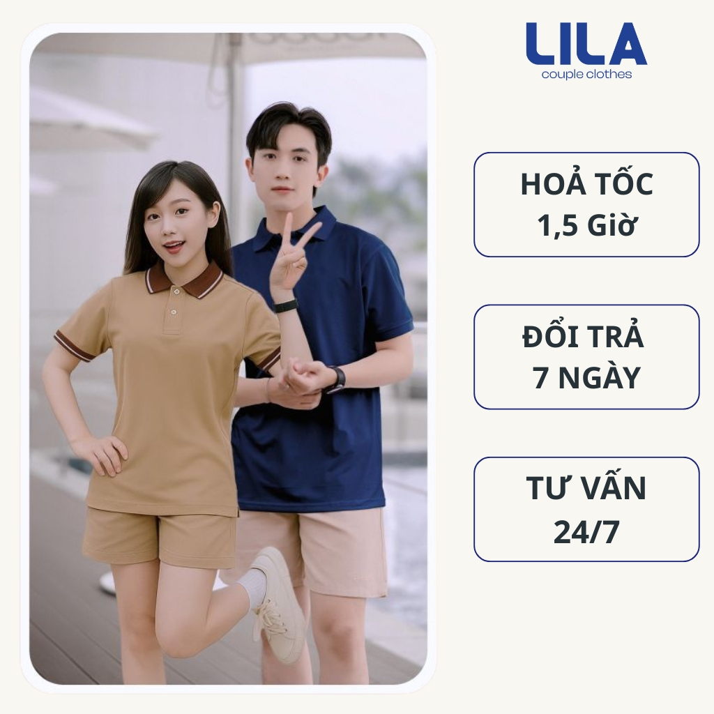 Áo polo áo đôi nam nữ LILA chất liệu cotton mềm mịn phong cách sang trọng, đồ đôi nam nữ set couple