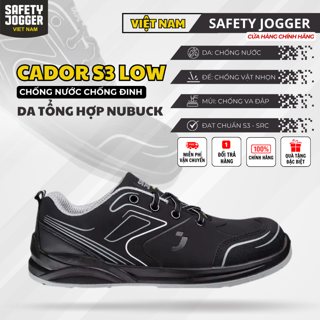 [SAFETY JOGGER] Giày Bảo Hộ Safety Jogger Cador S3 Low Chống Đinh Kháng Nước, Chống Trơn Trượt Dầu