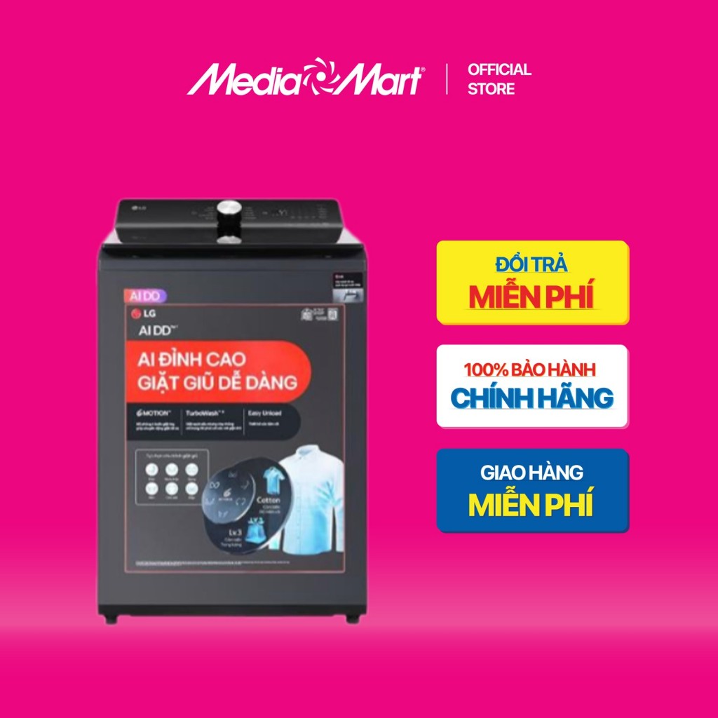 [ Mediamart Mall ] Máy giặt lồng đứng LG Inverter 16Kg T2516DX5G BH chính hãng,Ship 0đ