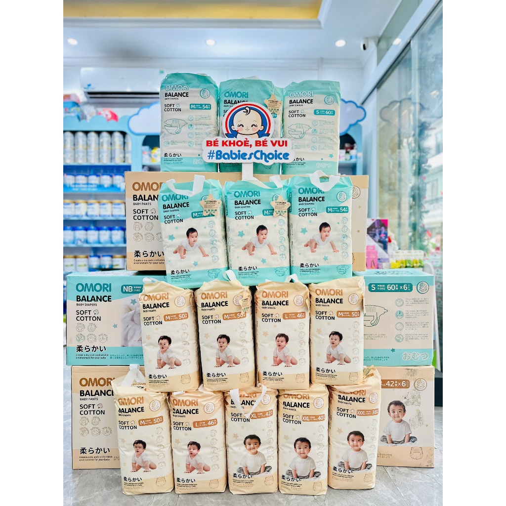 Bỉm dán, bỉm quần Omori Balance Đủ Size Cho Bé Siêu Thấm Hút, An Toàn