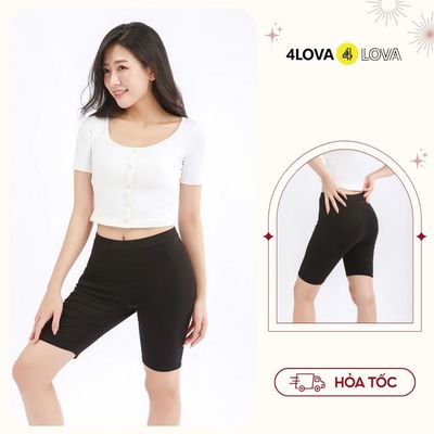 Quần legging lửng4LOVA vải thun caocấp biker nữ đùi ngố mặc nhà dáng ôm bó lưng thun gymyoga bigsize