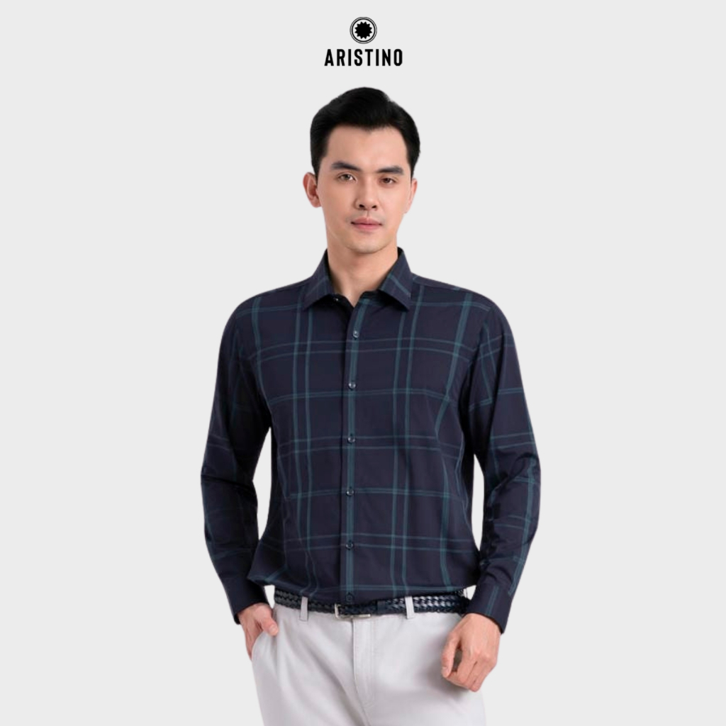 [ONLY ONLINE] Áo Sơ Mi Nam Aristino họa tiết kẻ, mềm mại, thoáng khí, bền, ít nhăn và co giãn linh h