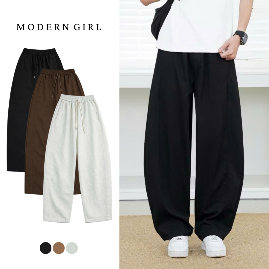 Quần Kaki Chun Nhật Dáng Suông Ống Cong Dây Rút, Quần Kaki Dáng Suông Lưng Chun Dành Cho Nam Modern 