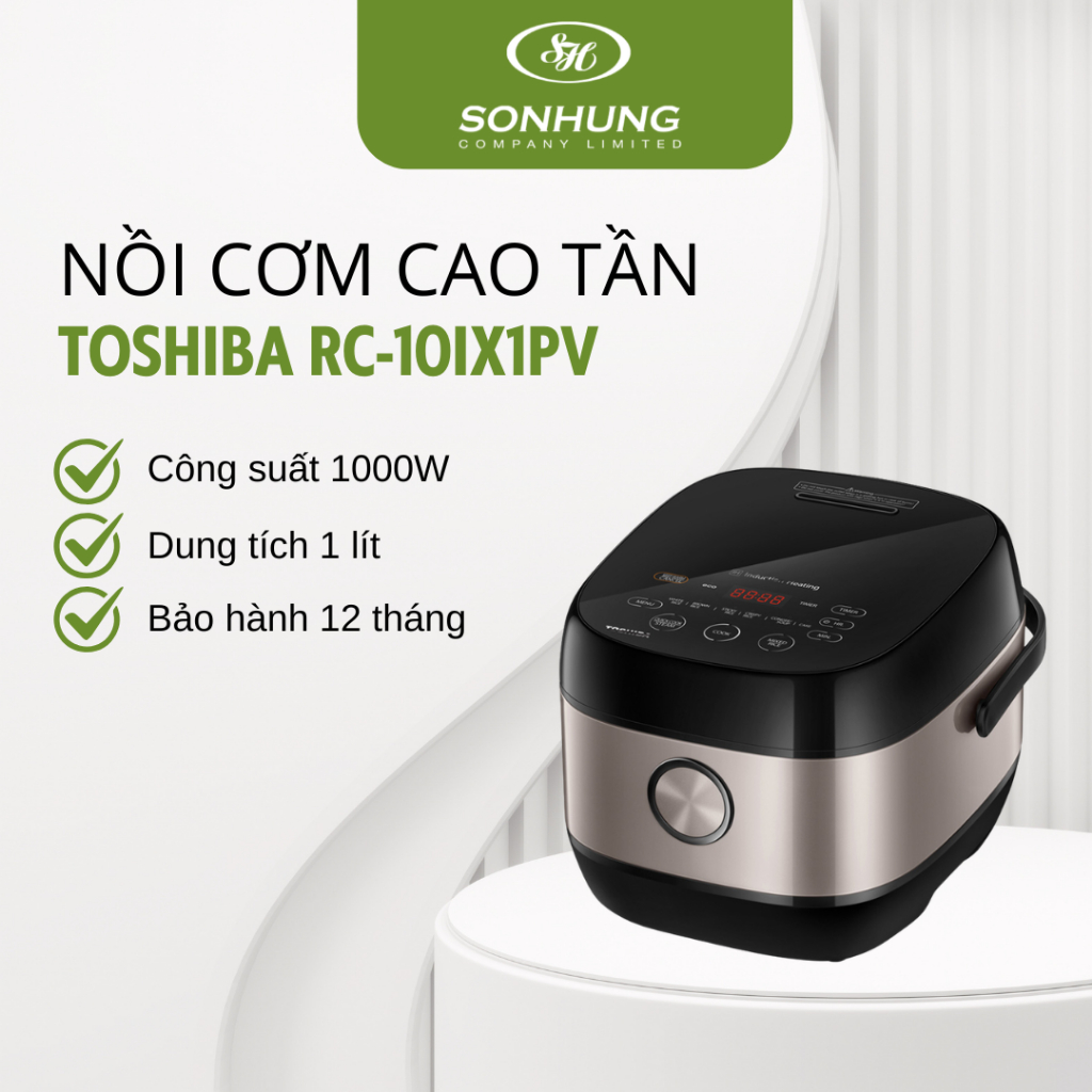 Nồi Cơm Điện Cao Tần Toshiba 1 Lít RC-10IX1PV - Công Nghệ IH 1000W, Lòng Nồi 7 Lớp Dày 3mm, 10 Chế Đ