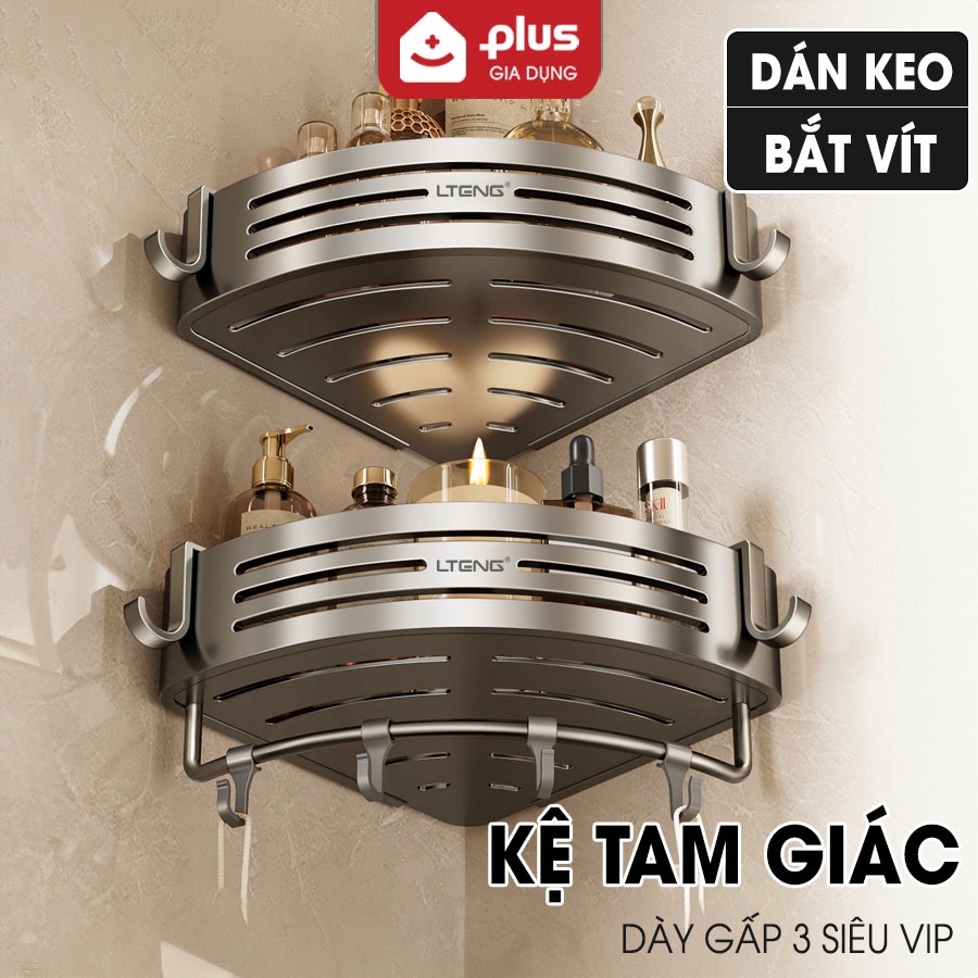 Kệ góc phòng tắm để đồ dán tường LTENG, chất liệu nhôm hàng không, lắp đặt dán tường và khoan tường
