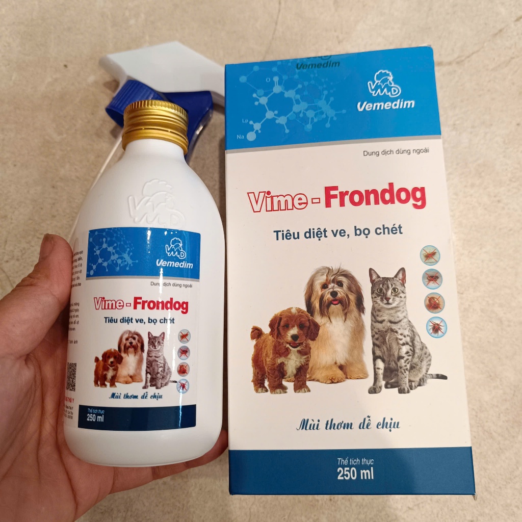 Xịt Ve Rận Bọ Chét Cho Chó Mèo Vime Frondog 250ml,Xịt ve, bọ chét chó mèo Frondog-Vimedim