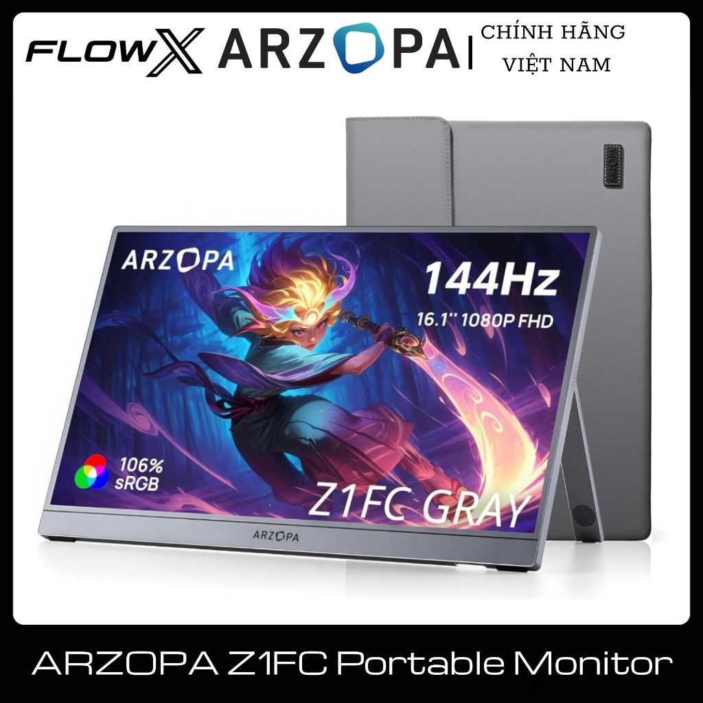 Màn hình di động ARZOPA Z1FC 16.1”  | FHD | 144Hz | Bản Màu Xám | Tặng Túi Đựng