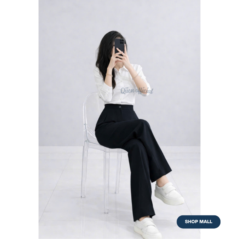 Quần Tây Nữ Ống Suông Cạp Cao QIIEN Vải Mềm Mịn Form Rộng Thanh Lịch Học Sinh Công Sở MA026 | BigBuy360 - bigbuy360.vn