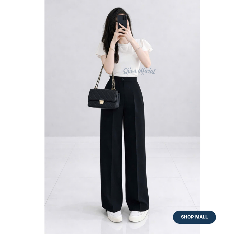 Quần Tây Nữ Ống Suông Cạp Cao QIIEN Vải Mềm Mịn Form Rộng Thanh Lịch Học Sinh Công Sở MA026 | BigBuy360 - bigbuy360.vn