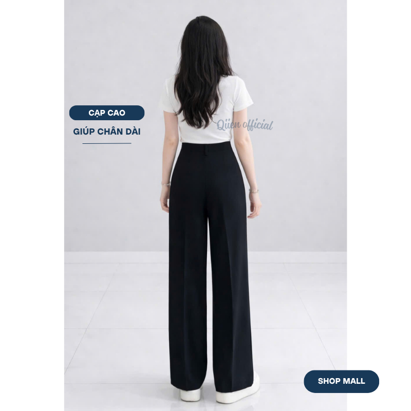 Quần Tây Nữ Ống Suông Cạp Cao QIIEN Vải Mềm Mịn Form Rộng Thanh Lịch Học Sinh Công Sở MA026 | BigBuy360 - bigbuy360.vn