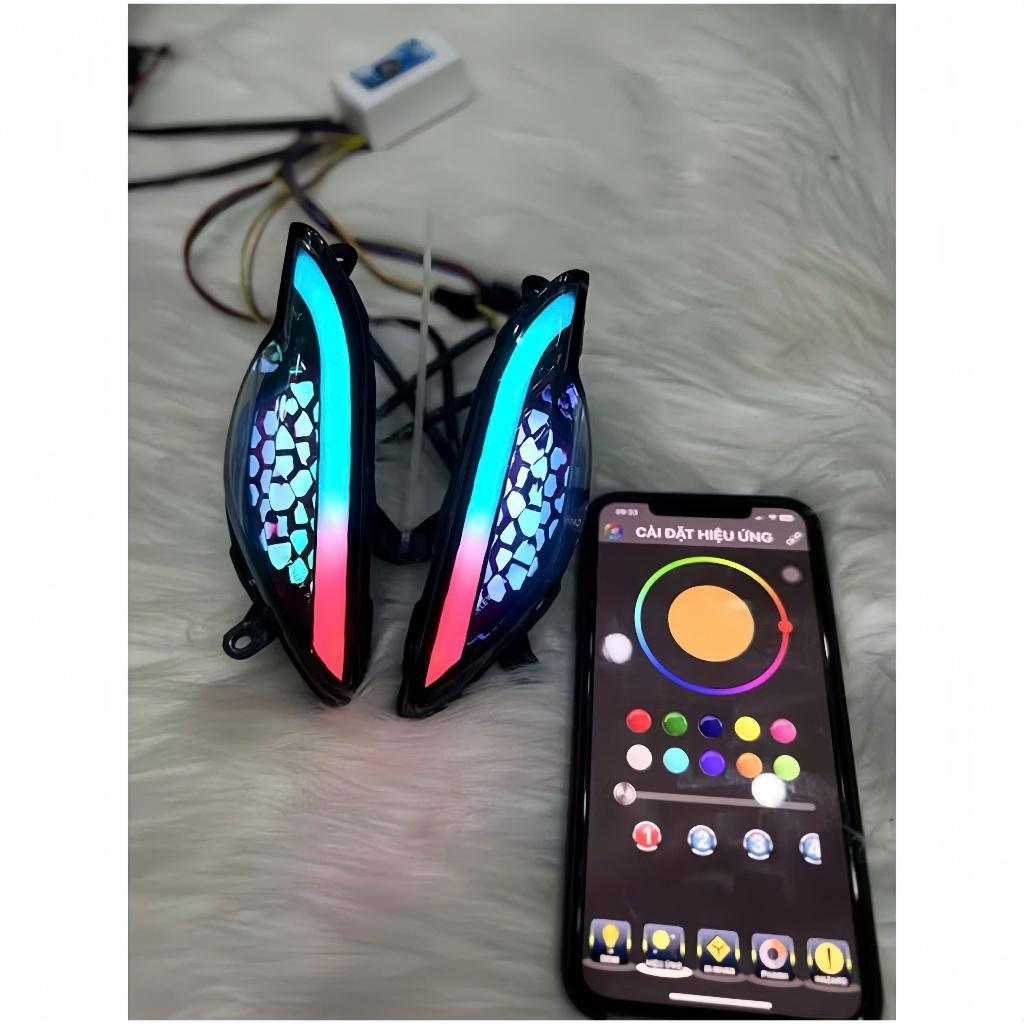 Xi Nhan Audi i8 Led cho Wave 50-100-110 tổ ong - xinhan wave ( có chỉnh qua smartphone ) Chỉnh App, 