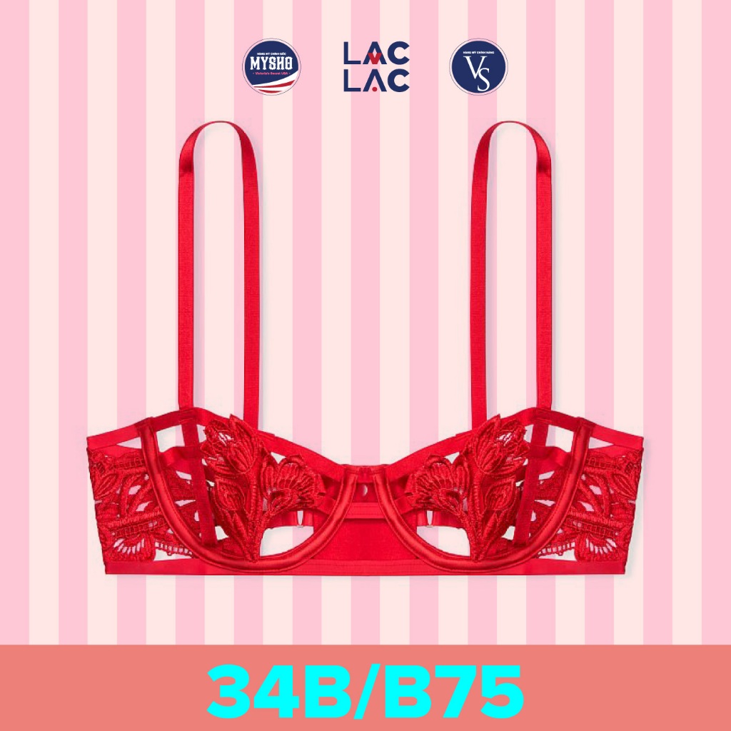 [34B/B75 - 246] Áo lót nữ Very Sexy Strappy Embroidered Open Cup Balconette, Không mút - Lipstick