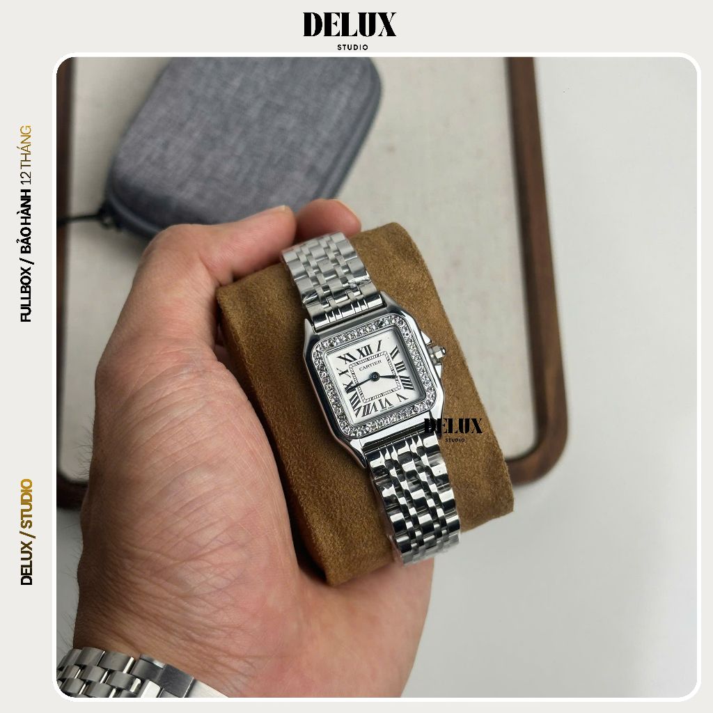 [ Delux CT Panthere ] Đồng Hồ Carti Nữ Panthere Dây Thép Không Gỉ - Đồng Hồ Nữ Vintage Mặt Vuông Cọc