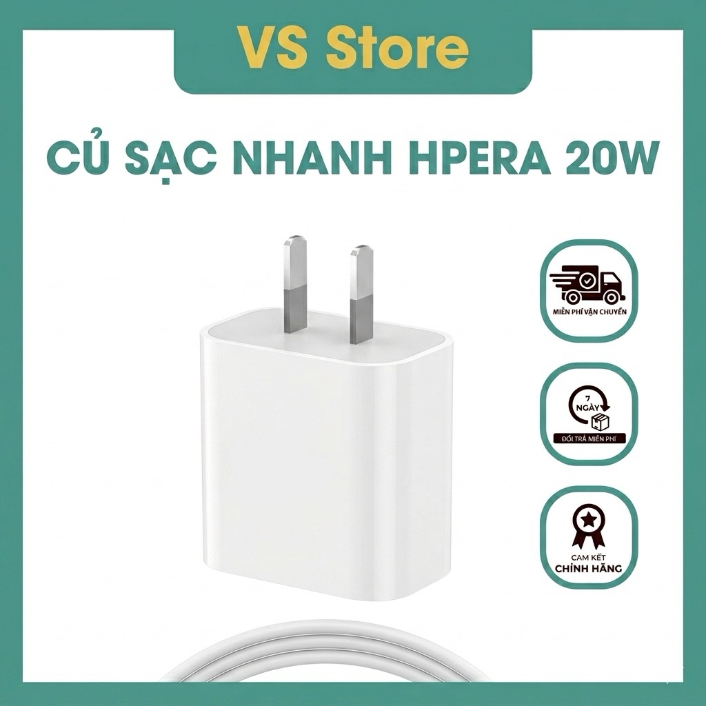 [ Hoả Tốc] Bộ Sạc Nhanh 20W HPERA | củ sạc + cap Type C Chính Hãng Bảo hành 12 tháng