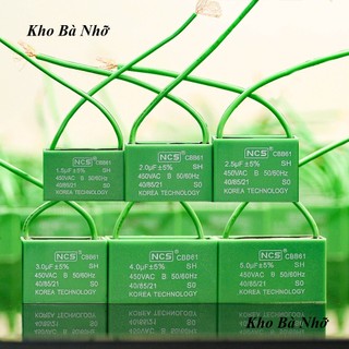 (2uf) Tụ Quạt 2uf - CBB61 450VAC tụ xanh NCS nhập khẩu mẫu mới 2026.