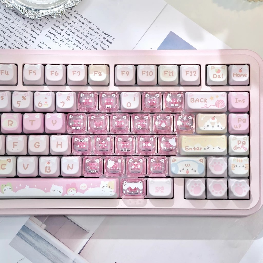 Keycap đầu mèo xuyên led 21 nút PC họa tiết Meoberg | BigBuy360 - bigbuy360.vn