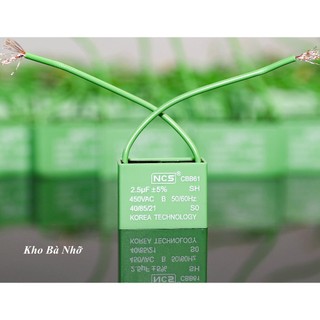 (2.5uf) Tụ Quạt 2,5uf - CBB61 450VAC tụ xanh NCS nhập khẩu mẫu mới 2026.