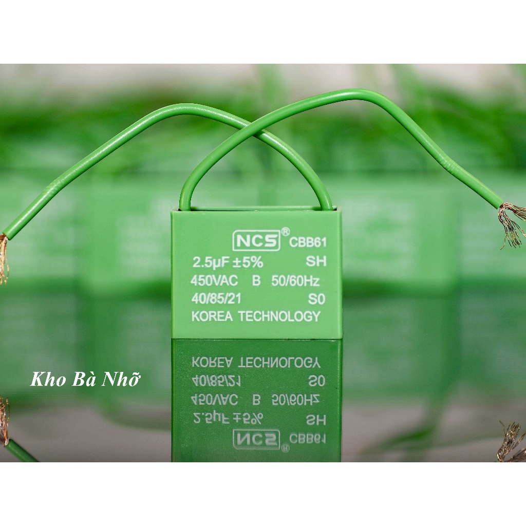 (2.5uf) Tụ Quạt 2,5uf - CBB61 450VAC tụ xanh NCS nhập khẩu mẫu mới 2026.
