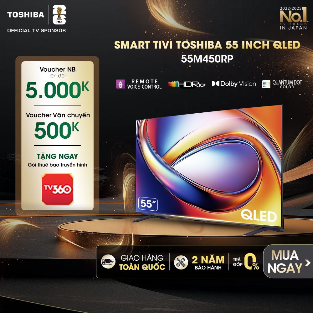 Smart Tivi Toshiba 55 inch QLED 55M450RP, Giao Hàng Toàn Quốc, Bảo Hành 24 Tháng