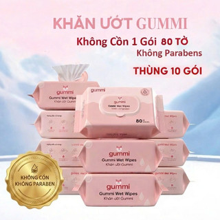 Thùng 10 Gói Khăn Ướt Đa Năng GUMMI 80 Tờ 1 Gói Không Cồn Không Parabens