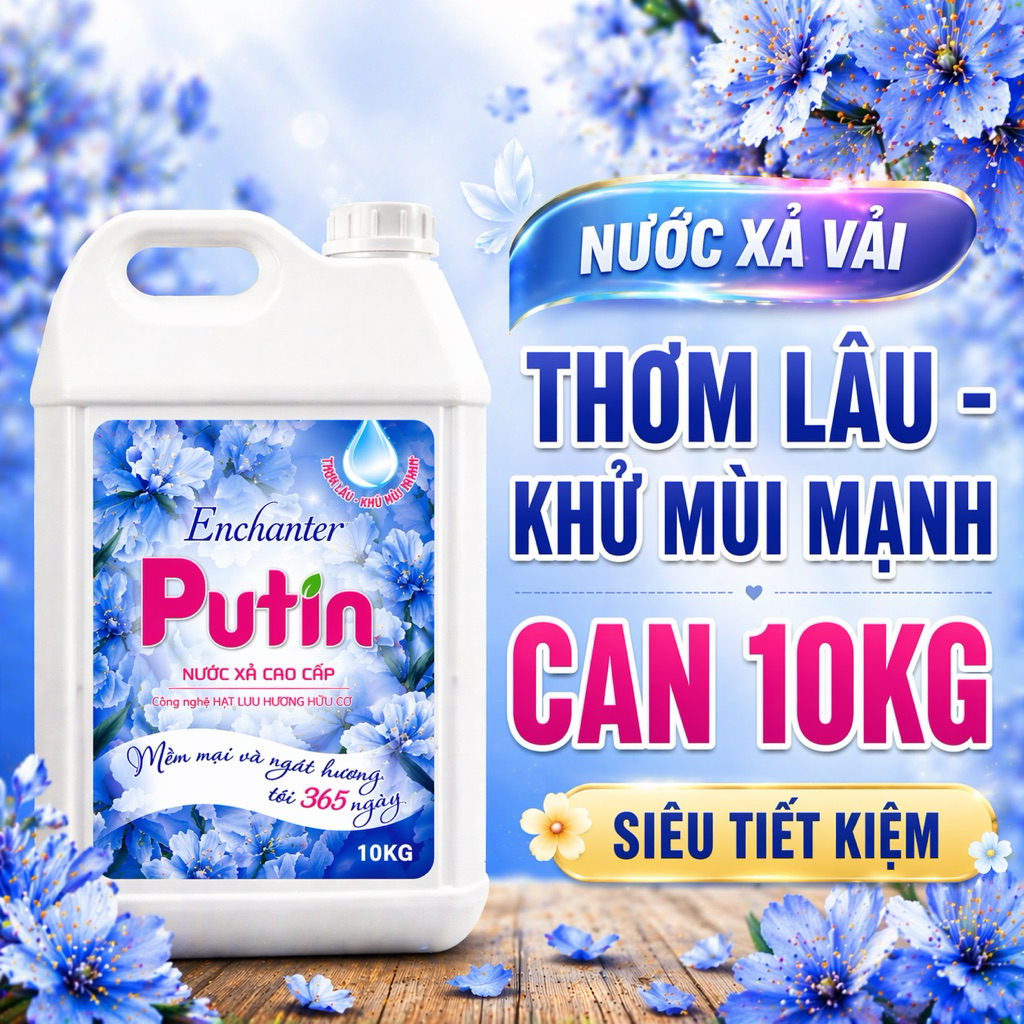 Nước Xả Vải 10kg Putin Enchanter - Lưu Hương Sau Phơi Sấy, Tiết Kiệm Cho Tiệm Giặt & Gia Đình
