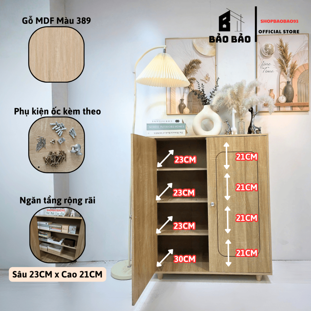 Tủ gỗ đựng đồ tủ giày tiện dụng có ngăn tầng chất liệu MDF chống thấm BẢO BẢO - TG10 | BigBuy360 - bigbuy360.vn