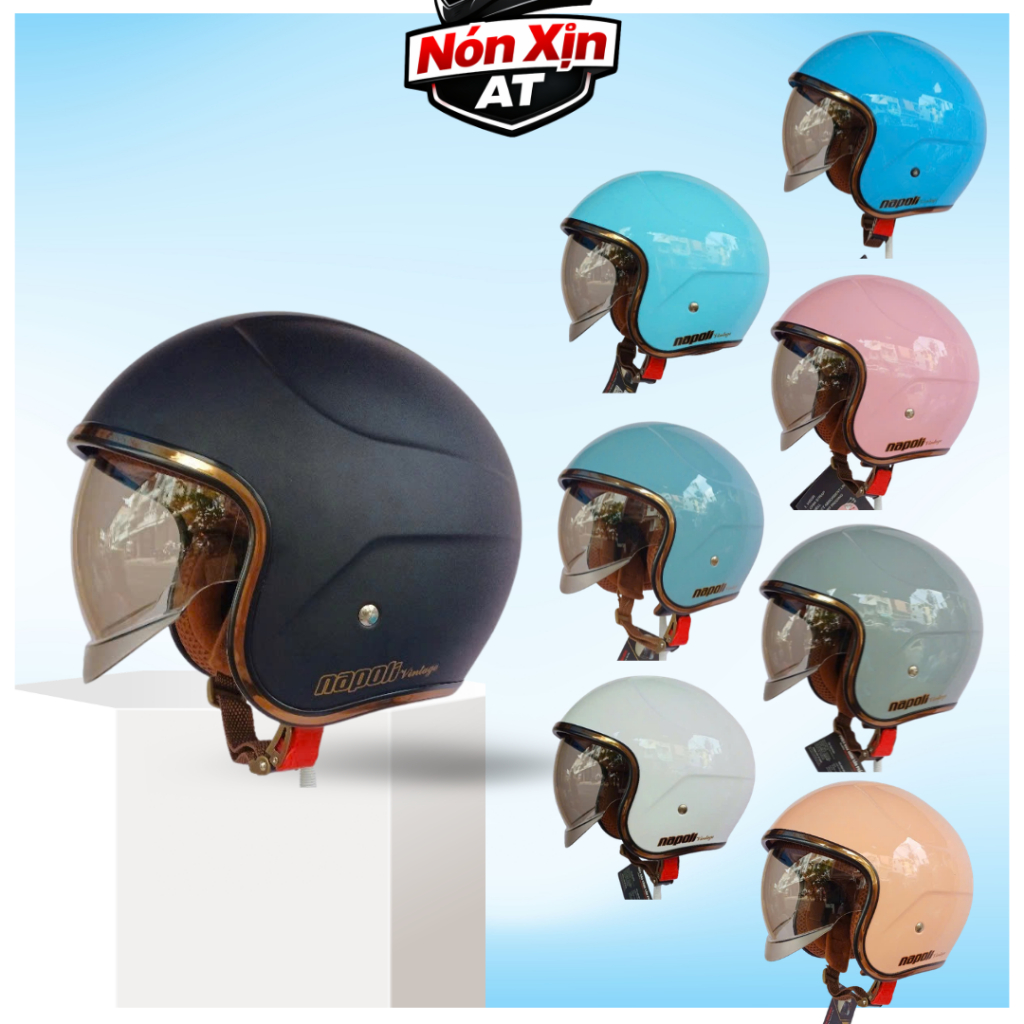 Mũ Bảo Hiểm Napoli Chính Hãng 3/4 Kính Âm N189
