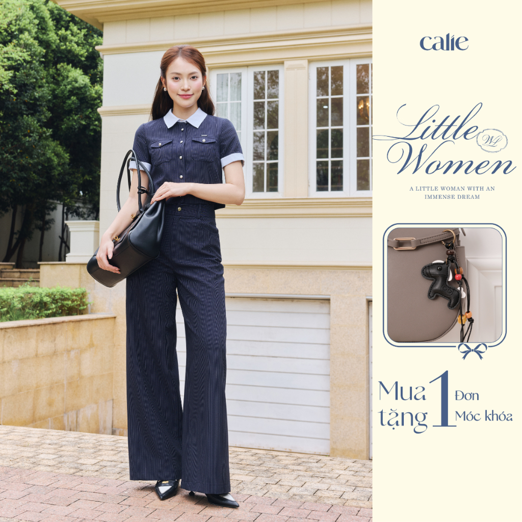 (Little Women) Quần suông tuýt sy kẻ, form basic, thanh lịch, tôn dáng thời trang thiết kế Calie QX076
