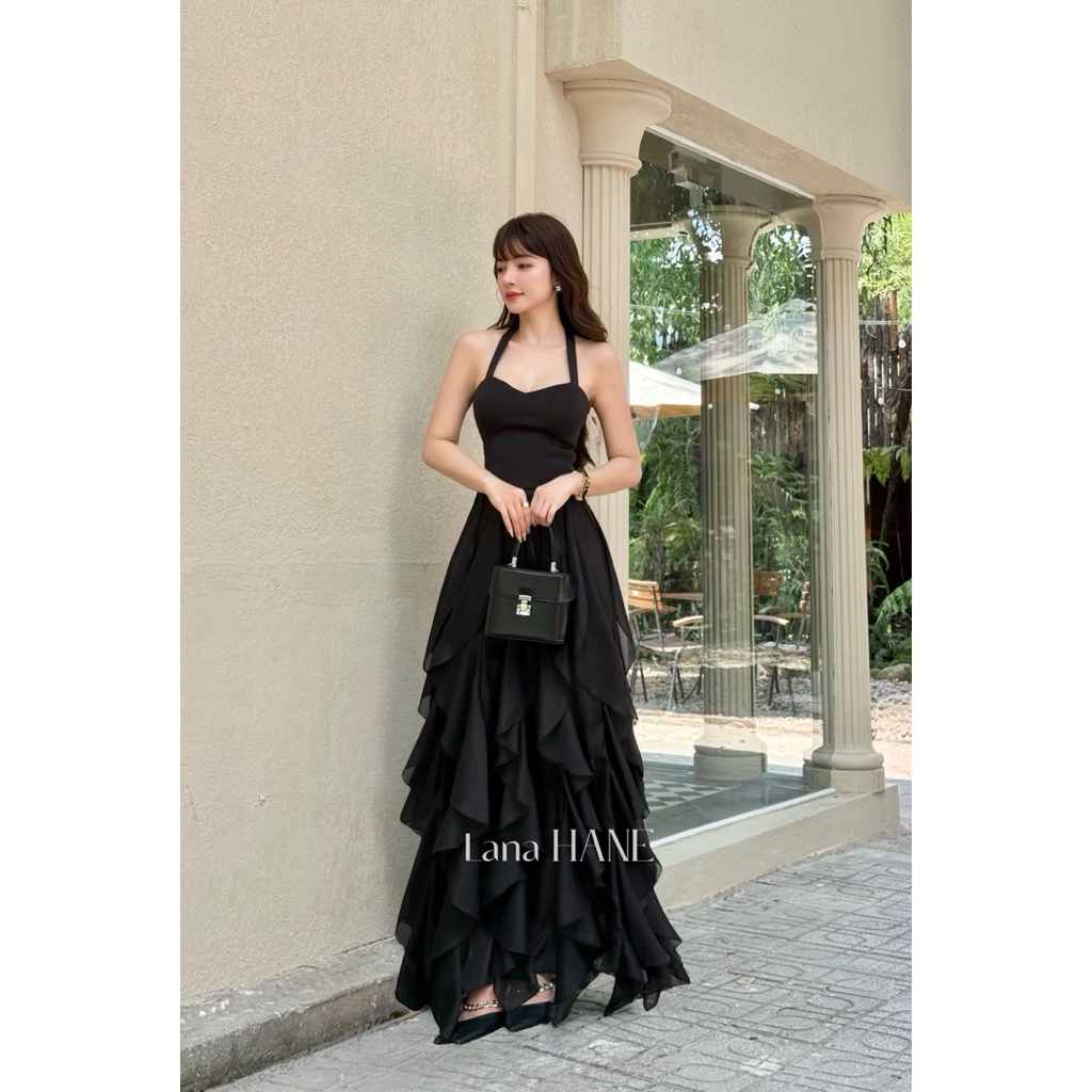 Monica Dress_Đầm tua rua nhúng nhiều cổ yếm