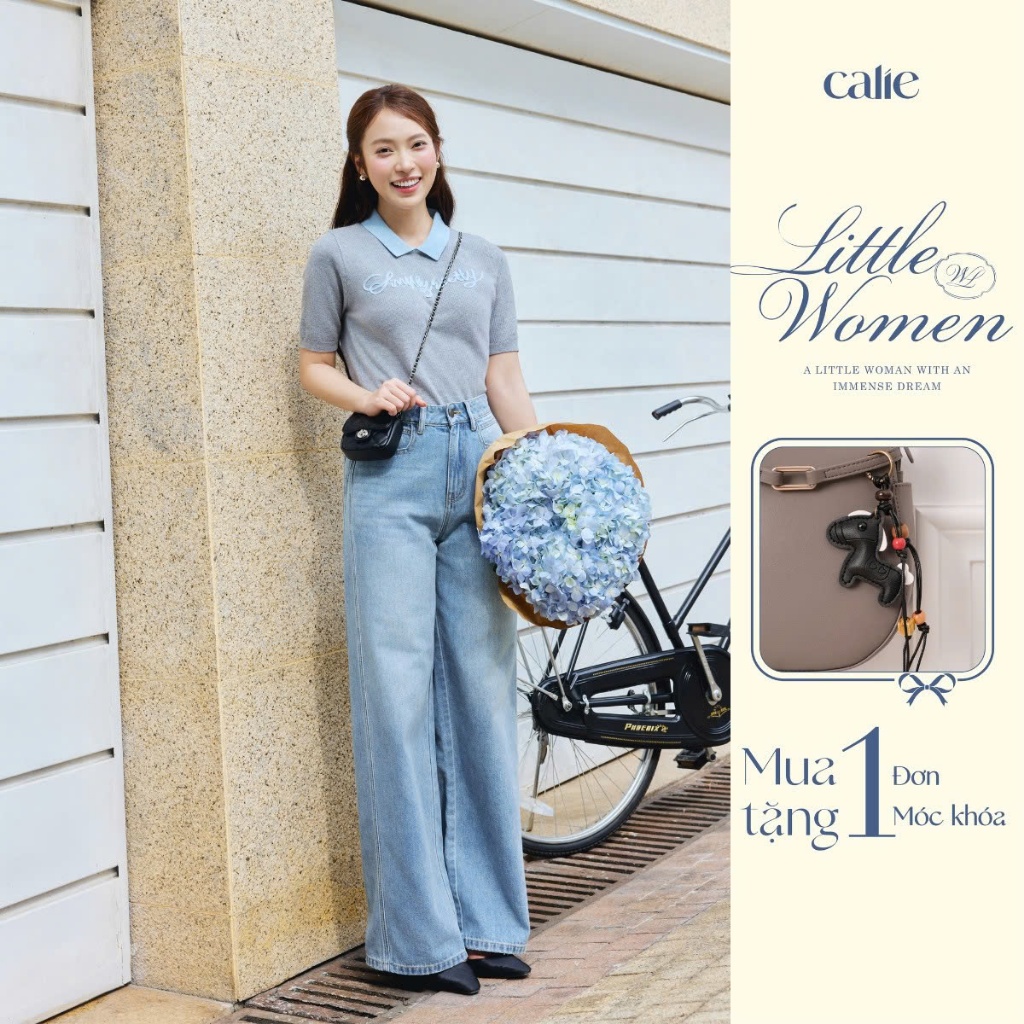 (Little Women) Quần jeans ống rộng wash màu, form basic thanh lịch, chất liệu mềm mát thời trang nữ Calie QJ071 | BigBuy360 - bigbuy360.vn