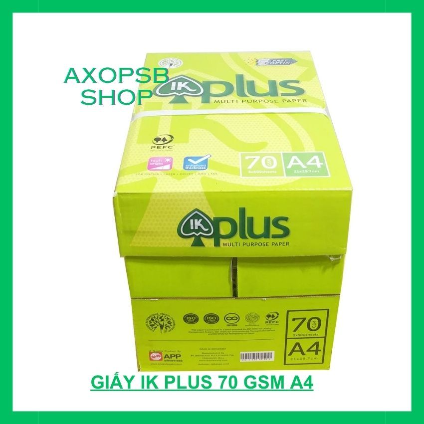 Thùng giấy A4 IK PLus 70gsm , 1 Thùng = 5 ream giấy A4, GIÚP BẠN IN ẤN, PHOTOCOPY